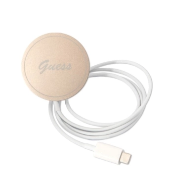 Etui Guess 4G Print MagSafe na iPhone 14 Pro + ładowarka indukcyjna - różowe