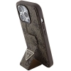 Etui Guess Grip Stand 4G Triangle Strass na iPhone 15 Pro - brązowe