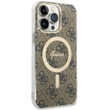 Etui Guess 4G MagSafe na iPhone 14 Pro Max - brązowe