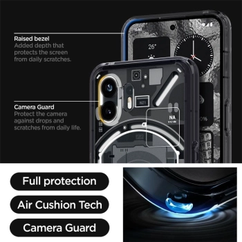 Etui Spigen Ultra Hybrid na Nothing Phone 2 - ciemnoszare (wzór Zero One)