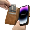 iCarer Oil Wax Wallet Case 2in1 etui iPhone 14 Pro Max skórzany pokrowiec z klapką Anti-RFID brązowy (WMI14220724-TN)