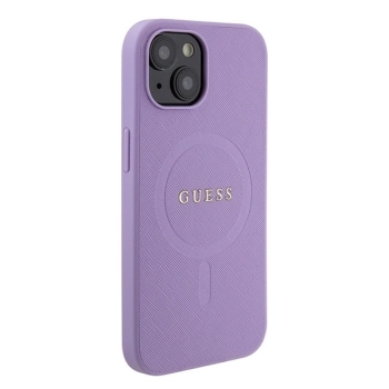 Etui Guess Saffiano MagSafe do iPhone 15 - fioletowe