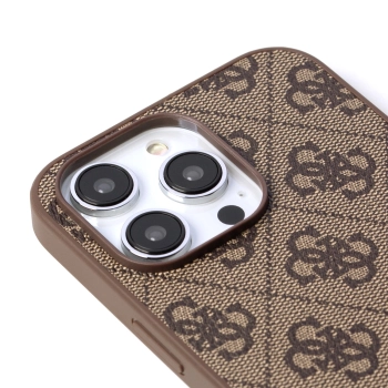 Etui Guess 4G Metal Gold Logo na iPhone 14 Pro Max - brązowe