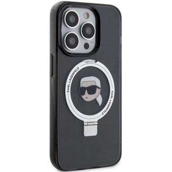 Etui Karl Lagerfeld Ring Stand Karl Head MagSafe do iPhone 15 Pro Max - czarne