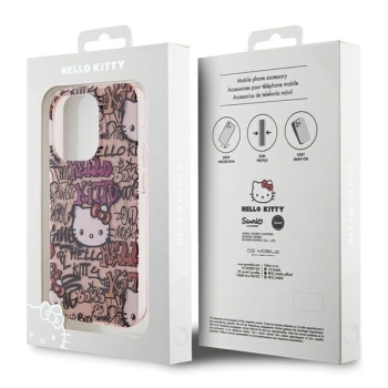 Etui Hello Kitty IML Tags Graffiti na iPhone 15 Pro Max - różowe