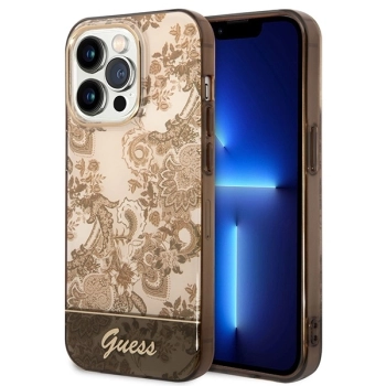 Etui Guess Porcelain Collection na iPhone 14 Pro - beżowe