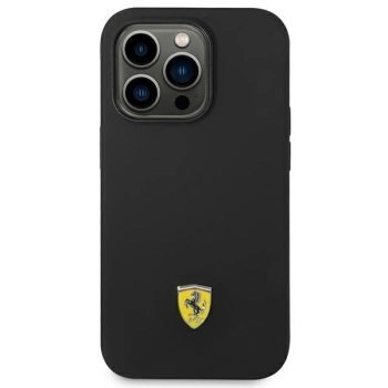 Etui Ferrari Silicone Metal Logo na iPhone 14 Pro - czarne