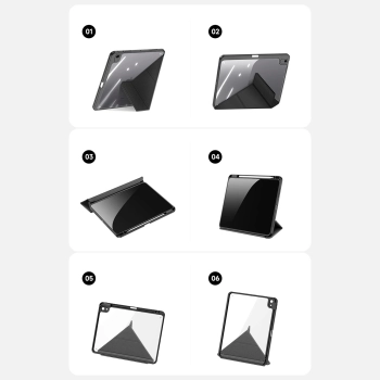 Dux Ducis Magi etui do iPad Air (5. generacji) / (4. generacji) pokrowiec smart cover z podstawką i schowkiem na Apple Pencil czarny