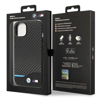 Etui BMW Leather Carbon na iPhone 14 Plus - czarne