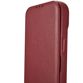 iCarer CE Premium Leather Folio Case skórzane etui iPhone 14 Plus z klapką magnetyczne MagSafe czerwony (WMI14220715-RD)