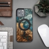 Etui z drewna i żywicy na iPhone 13 Pro Max MagSafe Bewood Unique Planeta Ziemia - niebiesko-zielone
