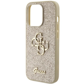 Etui Guess Glitter Script Big 4G na iPhone 15 Pro - złote