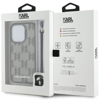 Etui Karl Lagerfeld IML Mono KL Pattern & Cord na iPhone 15 Pro - czarne