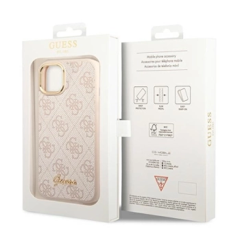 Etui Guess 4G Vintage Gold Logo na iPhone 14 - różowe