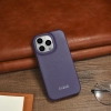 iCarer CE Premium Leather Folio Case skórzane etui iPhone 14 Pro z klapką magnetyczne MagSafe ciemnofioletowy (WMI14220714-DP)