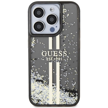 Etui Guess Liquid Glitter Gold Stripes na iPhone 15 Pro Max - czarne