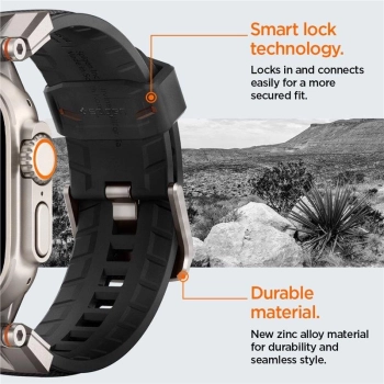 Pasek Spigen Durapro Armor na Apple Watch 4/5/6/7/8/9/SE/ Ultra (42/44/45/49 mm) - czarne