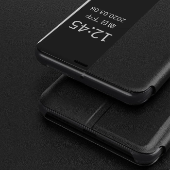 Eco Leather View Case elegancki futerał etui z klapką i funkcją podstawki Huawei P40 Lite E czarny