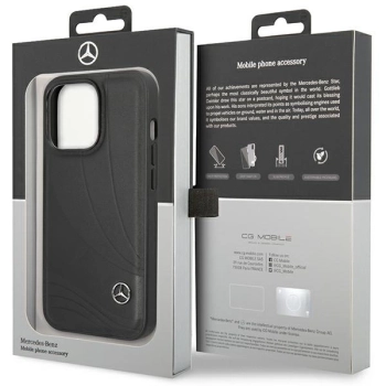 Etui Mercedes Leather Wave Patern na iPhone 14 Pro Max - czarne