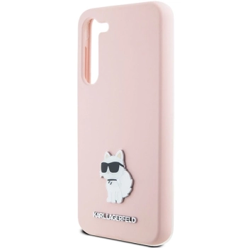 Etui Karl Lagerfeld Silicone Choupette Metal Pin na Samsung Galaxy S24+ - różowe