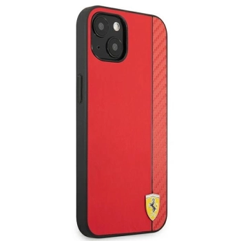 Etui Ferrari On Track Carbon Stripe na iPhone 13 - czerwone