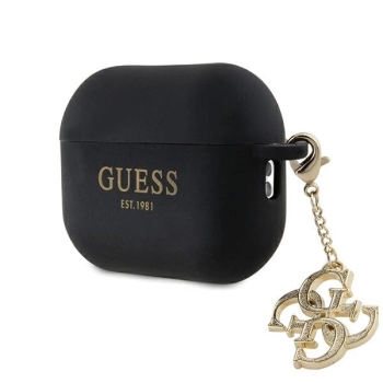 Etui Guess Liquid Silicone Glitter Triangle Charm na AirPods Pro 2 - czarne