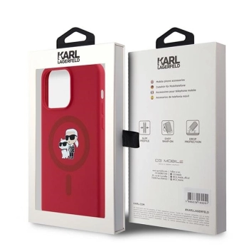 Etui Karl Lagerfeld Silicone Karl&Choupette Ring MagSafe na iPhone 15 Pro Max - czerwone