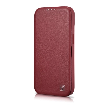 iCarer CE Premium Leather Folio Case skórzane etui iPhone 14 Plus z klapką magnetyczne MagSafe czerwony (WMI14220715-RD)