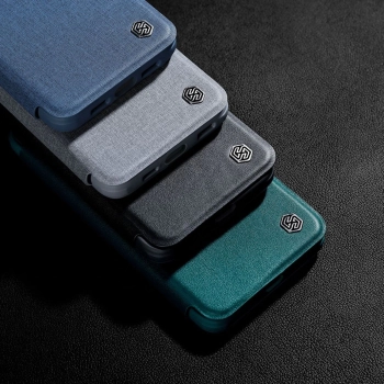 Nillkin Qin Leather Pro Case etui iPhone 14 Plus osłona na aparat kabura pokrowiec obudowa z klapką zielony