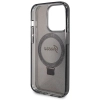 Etui Guess Ring Stand Script Glitter MagSafe na iPhone 13 Pro Max - czarne