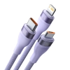 Baseus Flash Series Ⅱ kabel 3w1 do szybkiego ładowania USB-A do USB-C / Micro-USB / Lightning 66W 480Mb/s 1.2m fioletowy