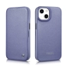 iCarer CE Premium Leather Folio Case skórzane etui iPhone 14 Plus z klapką magnetyczne MagSafe jasnofioletowy (WMI14220715-LP)