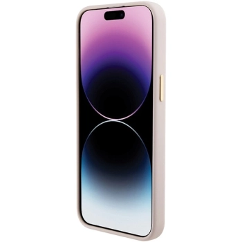 Etui Guess Silicone Logo Strass 4G do iPhone 15 Pro Max - różowe