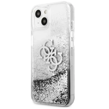 Etui Guess 4G Big Liquid Glitter na iPhone 13 mini - srebrne