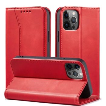 Magnet Fancy Case etui do iPhone 12 Pro Max pokrowiec portfel na karty kartę podstawka czerwony