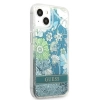 Etui Guess Flower Liquid Glitter na iPhone 13 mini - zielone