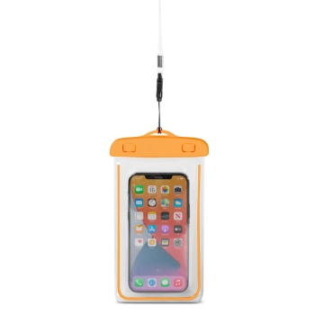 Wodoodporne etui ze smyczą do telefonu PVC - pomarańczowe