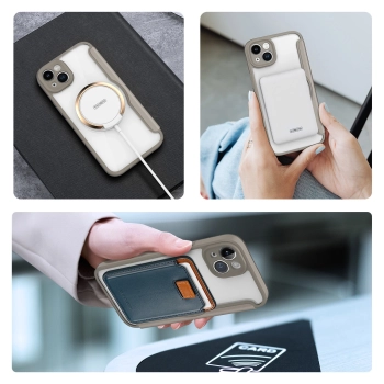 Dux Ducis Skin X Pro etui iPhone 14 Plus magnetyczny pokrowiec MagSafe z klapką beżowy
