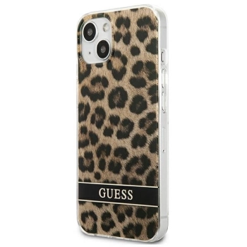 Etui Guess Leopard na iPhone 13 mini - brązowe
