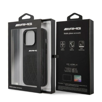 Etui AMG Leather Curved Lines na iPhone 13 Pro Max - czarne