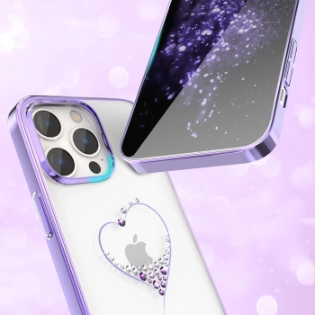 Etui silikonowe z kryształami Swarovski Kingxbar Wish Series do iPhone 14 Pro - fioletowe