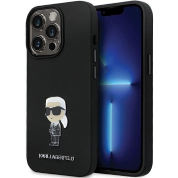 Etui Karl Lagerfeld Silicone Ikonik Metal Pin na iPhone 14 Pro - czarne