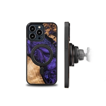 Etui z drewna i żywicy na iPhone 13 Pro MagSafe Bewood Unique Violet - fioletowo-czarne