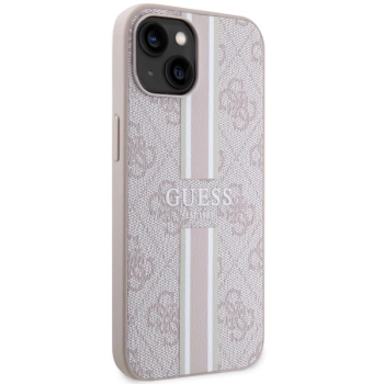 Etui Guess 4G Printed Stripes MagSafe na iPhone 14 - różowe