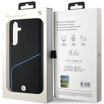 Etui BMW Signature Leather Textured & Line MagSafe na Samsung Galaxy S24+ - czarne