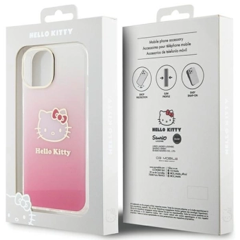Etui Hello Kitty IML Gradient Electrop Kitty Head na iPhone 15 - różowe