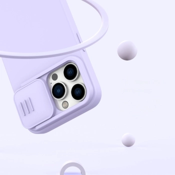 Nillkin CamShield Magnetic Silicone Case etui iPhone 14 Pro Max magnetyczny MagSafe pokrowiec z osłoną na aparat niebieski