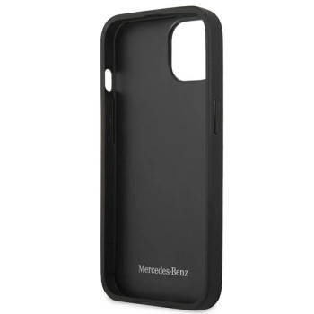 Etui Mercedes Leather Meshed Metal Logo na iPhone 13 - czarne