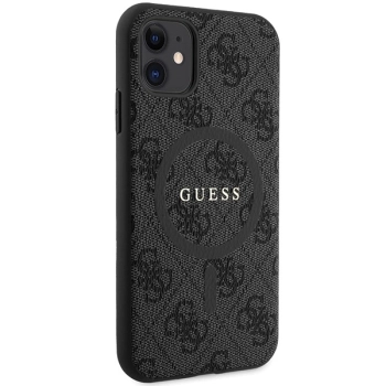 Etui Guess 4G Collection Leather Metal Logo MagSafe na iPhone 11 / XR - czarne