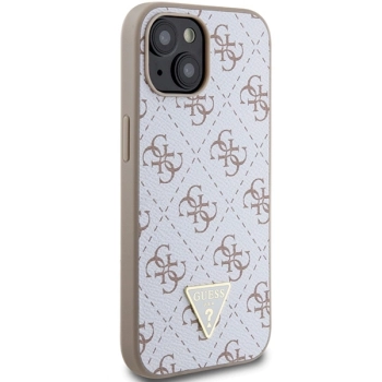 Etui Guess 4G Triangle Metal Logo na iPhone 15 / 14 / 13 - białe